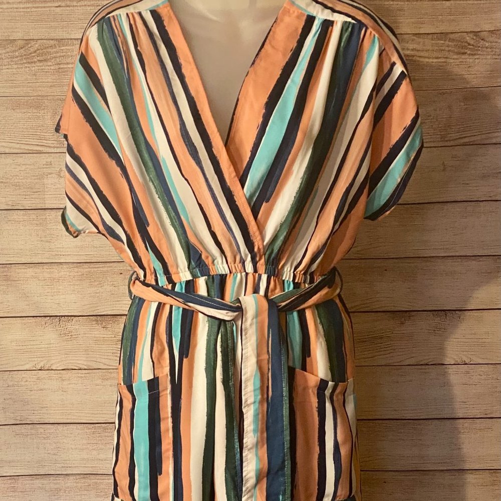Lost and Wander Santorini Wrap Striped Dress Size Medium